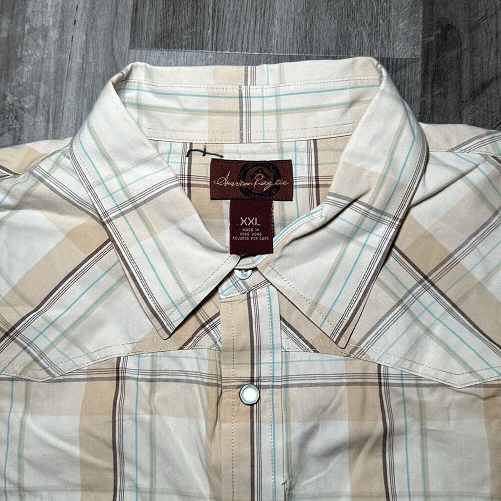 American Rag Cie Western Short Sleeve Pearl Snap Button - 2XL - Picture 7 of 8